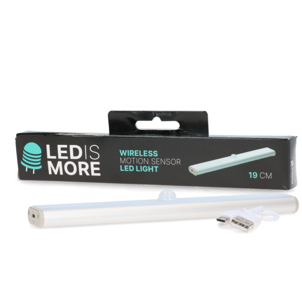 LED světlo s pohybovým senzorem, nabíjení přes USB, 19 cm – Led is more