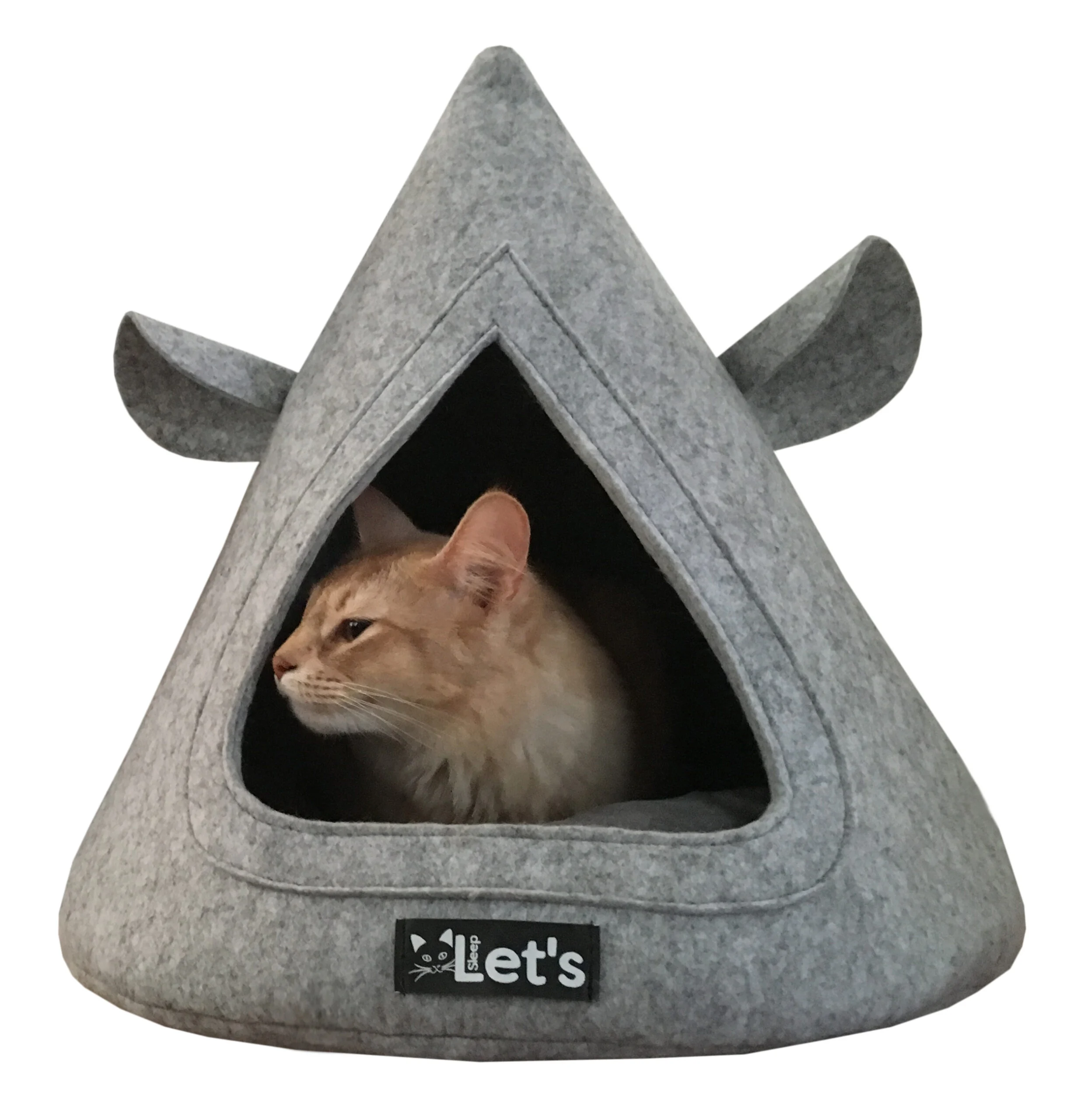 Plstěné týpí pro kočky s polštářkem, 50 x 45 cm, šedé – Let's Sleep Pet Cave TeePee - Obrázek 2