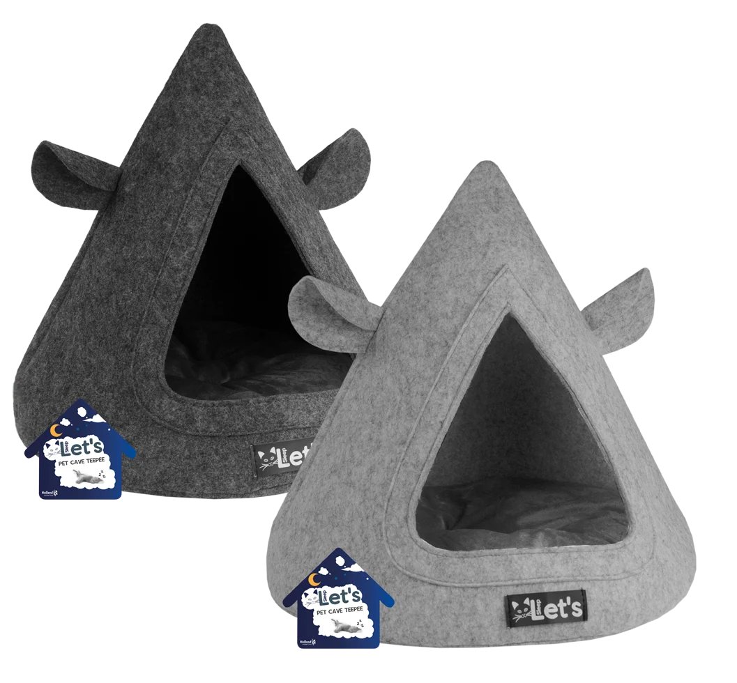 Plstěné týpí pro kočky s polštářkem, 50 x 45 cm, šedé – Let's Sleep Pet Cave TeePee - Obrázek 4