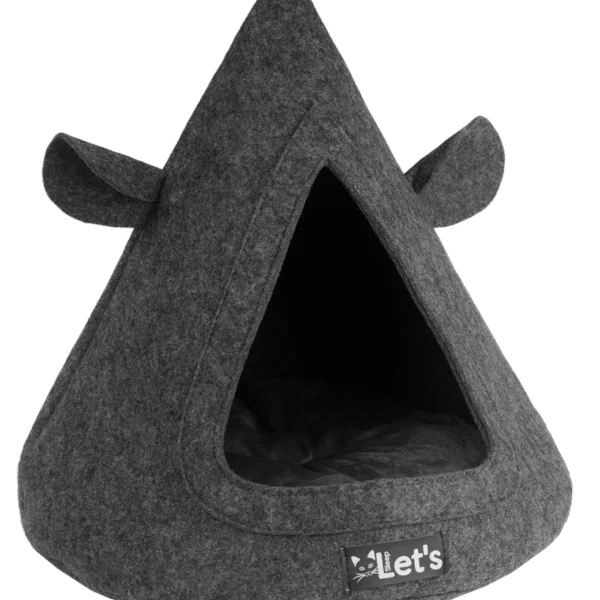 Plstěné kočičí teepee s polštářkem, 50 x 45 cm, antracitové – Let's Sleep Pet Cave TeePee