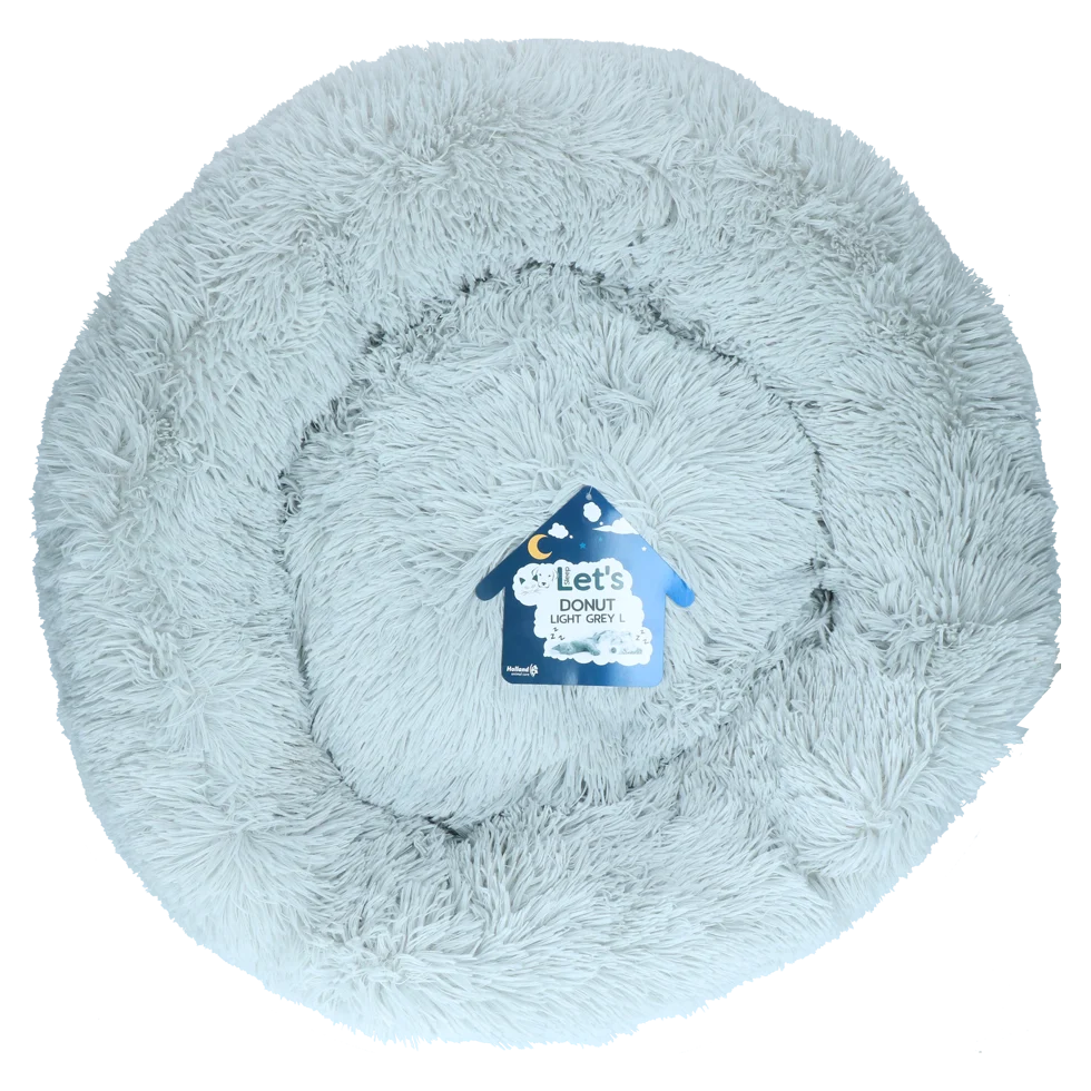 LETS380D.png Pelíšek pro psa ve tvaru donutu, světle šedý L, ø 60 cm – Let's Sleep Donut - Obrázek 1