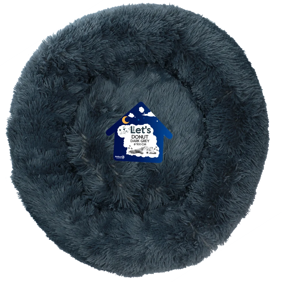 Pelíšek pro psa ve tvaru donutu, tmavě šedý XXL, ø 100 cm – Let's Sleep Donut - Obrázek 1