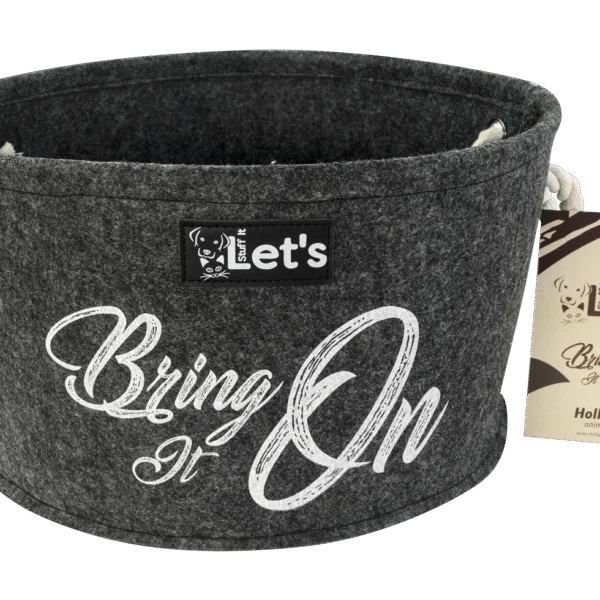Plstěný koš na hračky pro psy s uchy, antracitový, ø 36 cm – Let's Sleep Let's Stuff It Bring it On