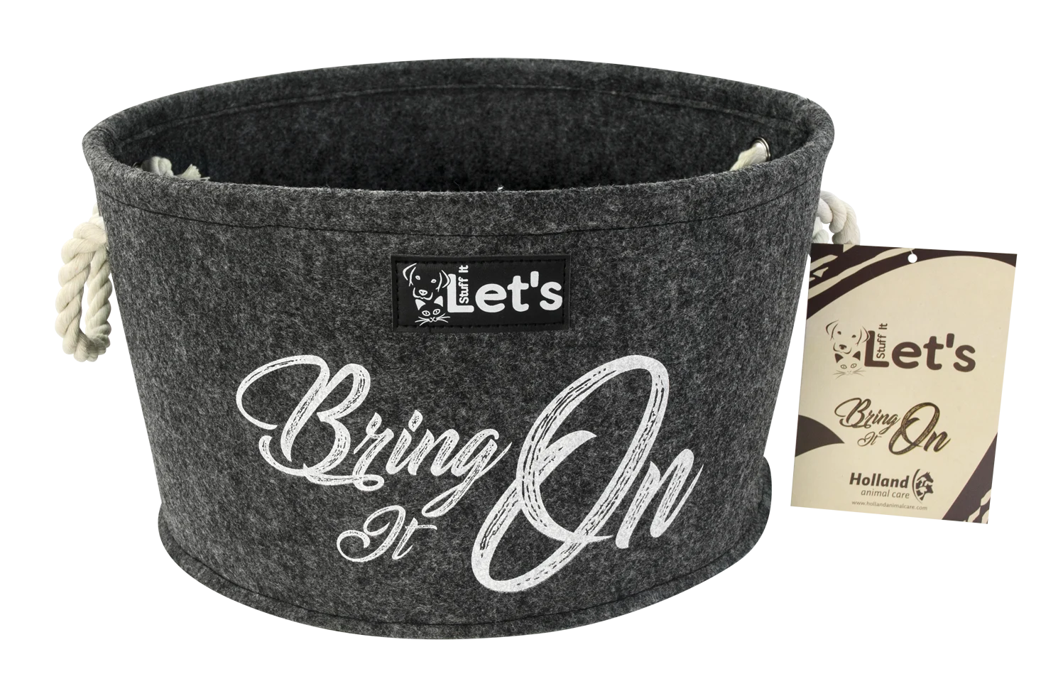 Plstěný koš na hračky pro psy s uchy, antracitový, ø 36 cm – Let's Sleep Let's Stuff It Bring it On - Obrázek 1