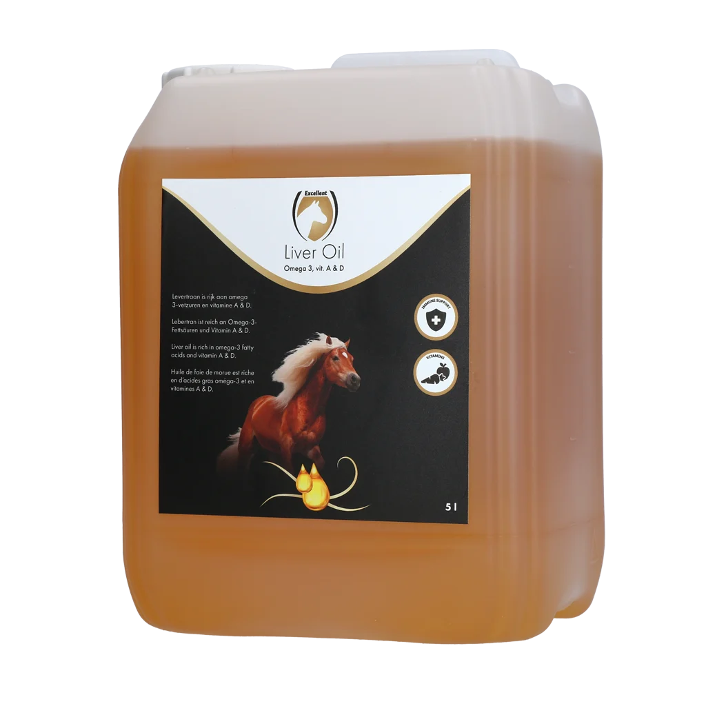 Olej z tresčích jater s Omega 3 a vitaminy A a D, 5 l – Excellent Horse Liver Oil - Obrázek 1