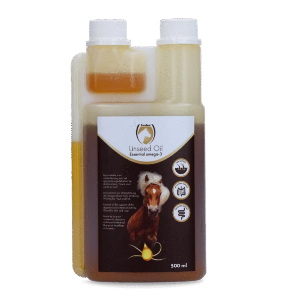 Lněný olej pro koně, lisovaný za studena, 500 ml – Excellent Horse Linseed Oil