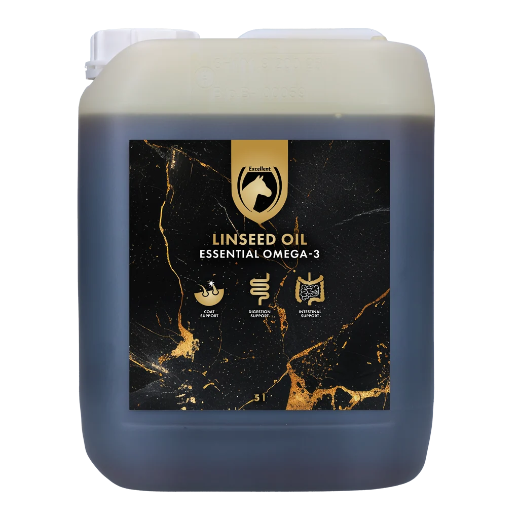 LIJN0005.png Lněný olej pro koně, lisovaný za studena, 5 l – Excellent Horse Linseed Oil - Obrázek 1