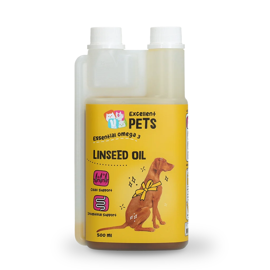 LIJN5500.png Lněný olej pro psy s omega 3, lisovaný za studena, 500 ml – Excellent Pets Linseed Oil - Obrázek 1