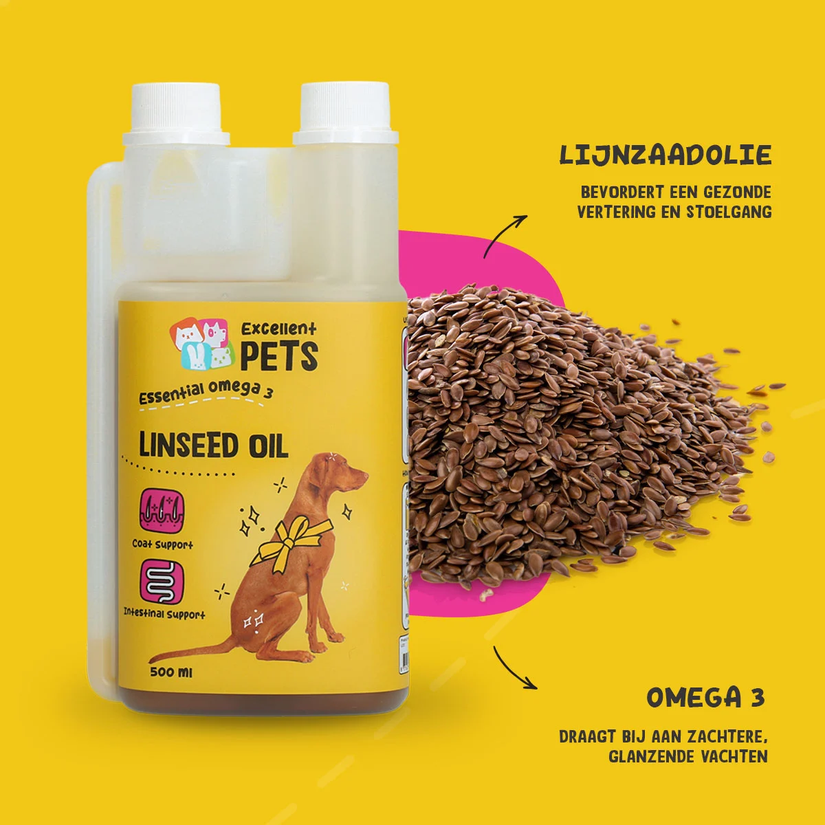 Lněný olej pro psy s omega 3, lisovaný za studena, 500 ml – Excellent Pets Linseed Oil - Obrázek 5