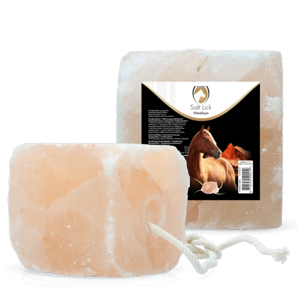 Solný liz z himálajské soli pro koně s provazem, 2 až 3 kg – Excellent Horse Salt Lick Himalaya