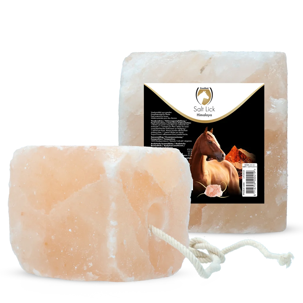 Solný liz z himálajské soli pro koně s provazem, 2 až 3 kg – Excellent Horse Salt Lick Himalaya - Obrázek 1