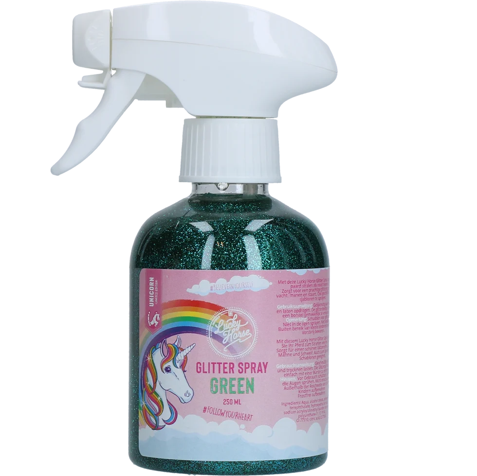 Třpytivý sprej pro koně, zelený, 250 ml – Lucky Horse Unicorn třpytivý sprej - Obrázek 1
