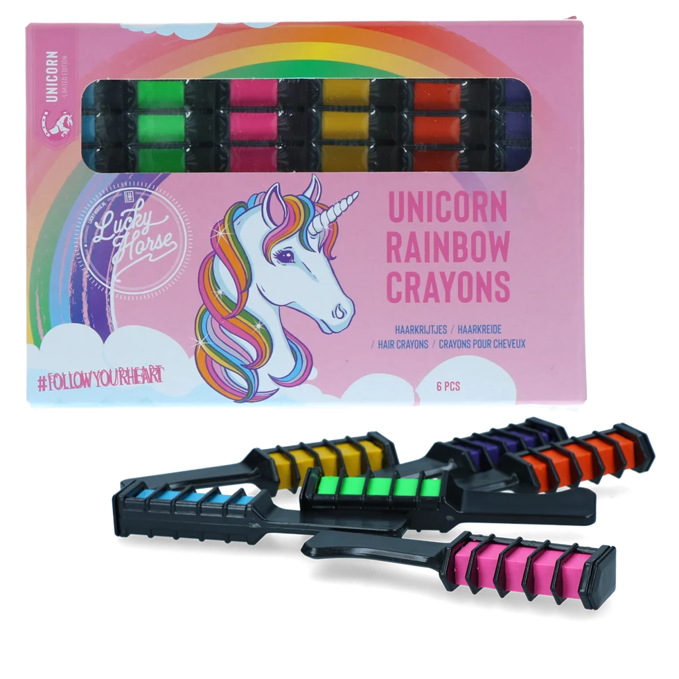 Křídy na srst pro koně, duhové barvy, 6 kusů – Lucky Horse Unicorn duhové křídy na srst - Obrázek 1