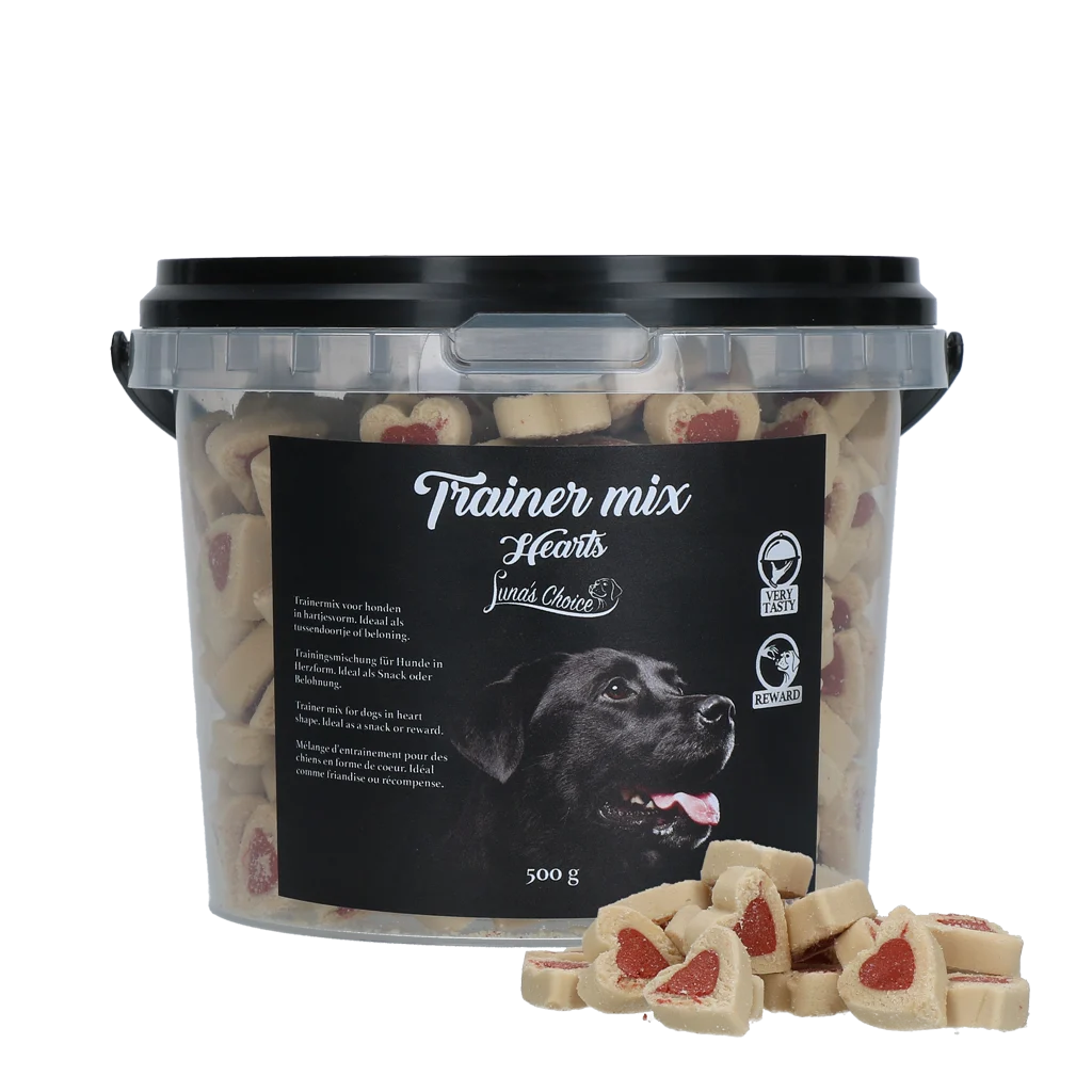 Výcvikové pamlsky s masem a lososem, srdíčka, 500 g – Luna's Choice Trainer Mix Hartjes - Obrázek 1