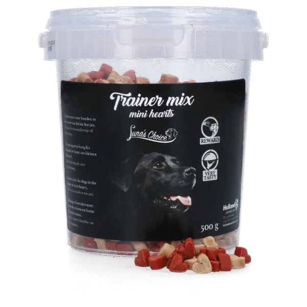 Výcvikové pamlsky s masem a lososem, malá srdíčka, 500 g – Luna's Choice Trainer Mix Hartjes (klein)