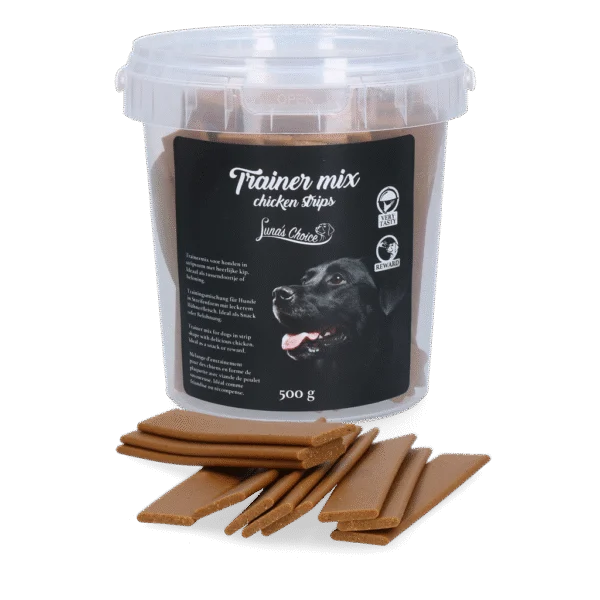 Pamlsky pro výcvik s kuřecím, měkké proužky, 500 g – Luna's Choice Trainer Mix Chicken strips