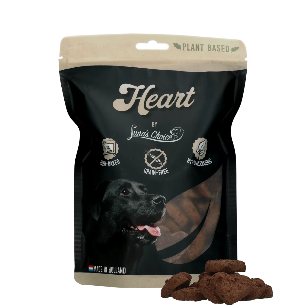 Rostlinné bezobilné psí sušenky ve tvaru srdíček, 48 kusů, 360 g – Luna's Choice Plant Based Heart - Obrázek 1