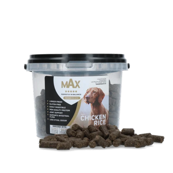 Lisované krmivo pro psy s kuřetem a rýží, 400 g – Max Adult lisované granule s kuřetem a rýží