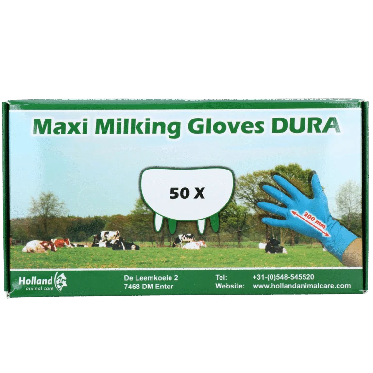 Extra silné a dlouhé dojicí rukavice, velikost XL (9 až 10), 50 ks – Hofman Animal Care Maxi Milking Gloves DURA