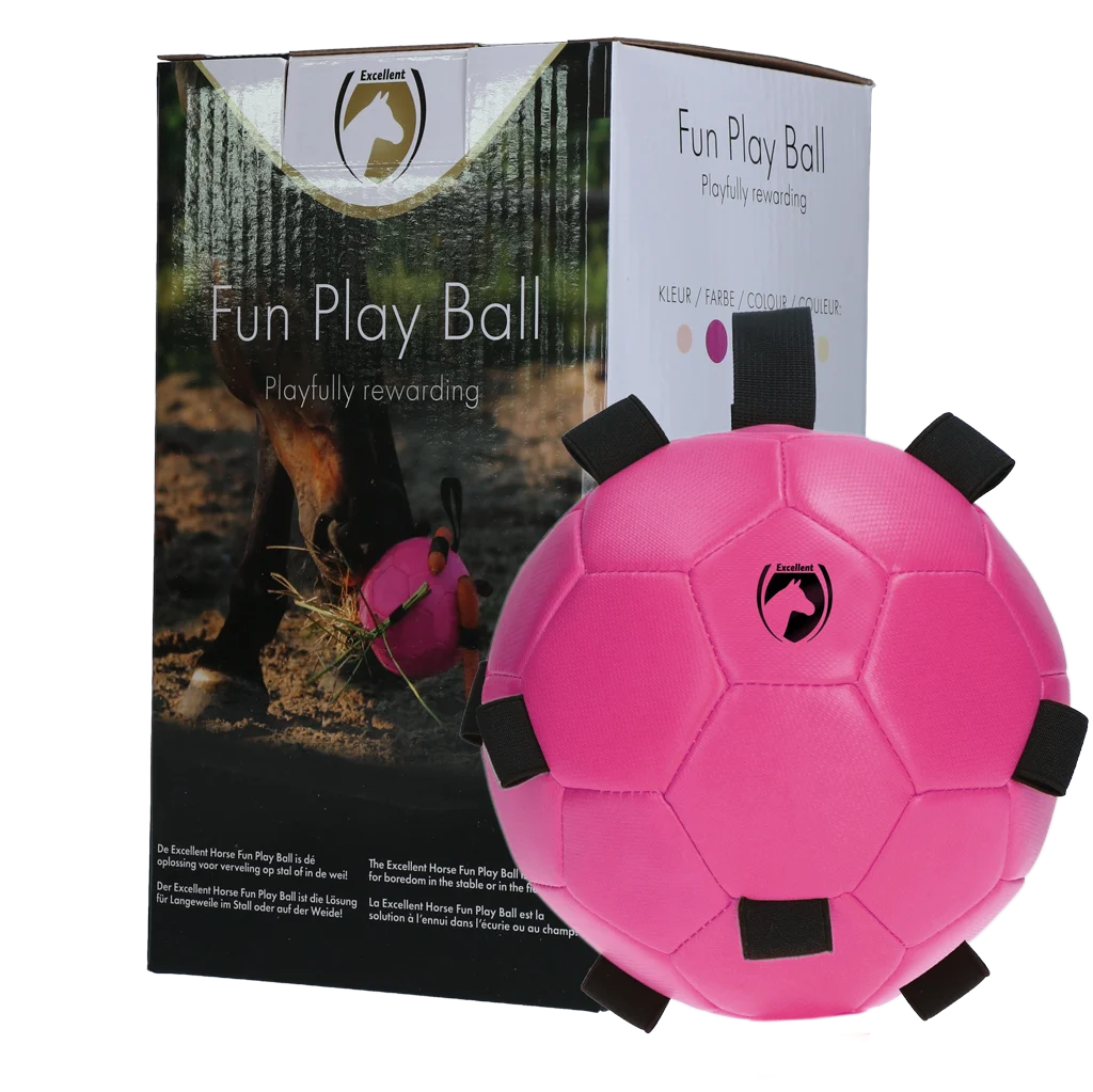 Hračka pro koně s elastickými poutky, 19 cm, růžová – Excellent Horse Fun Play Ball - Obrázek 1