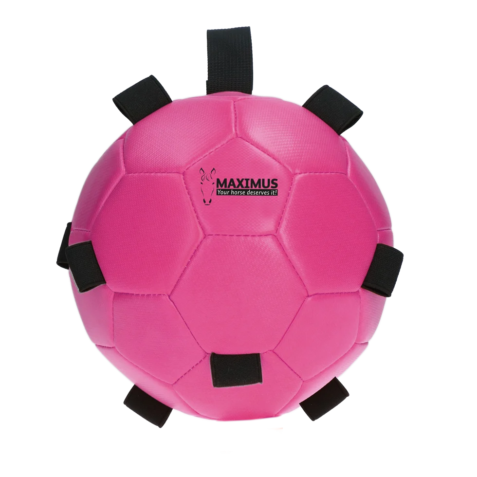 Hračka pro koně s elastickými poutky, 19 cm, růžová – Excellent Horse Fun Play Ball - Obrázek 2