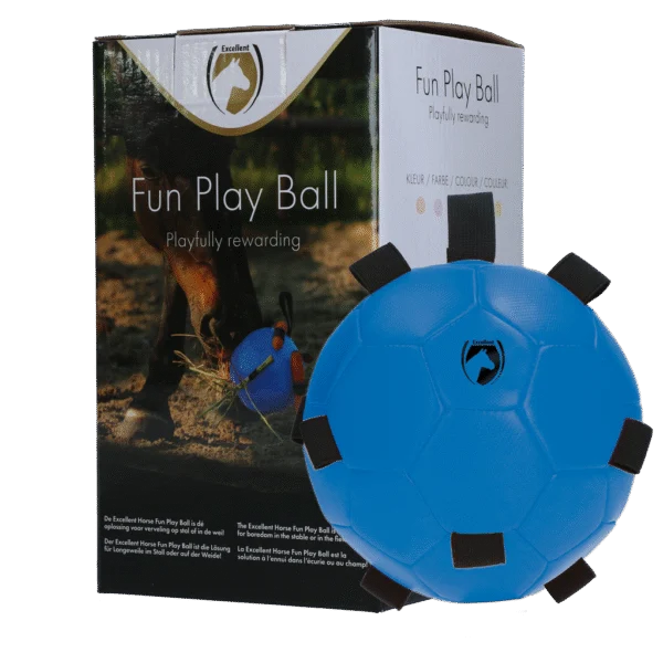 Míč na hraní pro koně s elastickými pásky, 19 cm, modrý – Excellent Horse Fun Play Ball