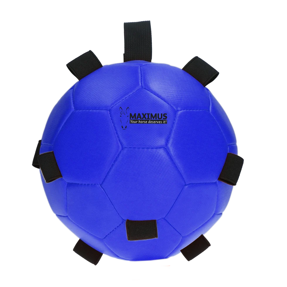Míč na hraní pro koně s elastickými pásky, 19 cm, modrý – Excellent Horse Fun Play Ball - Obrázek 2