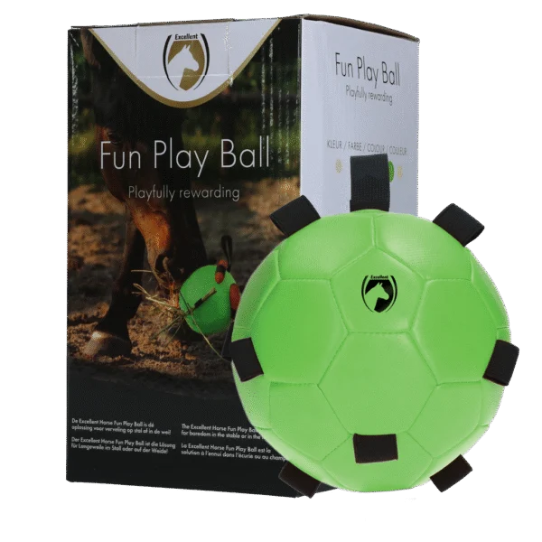 Míč na hraní pro koně s elastickými poutky, 19 cm, zelený – Excellent Horse Fun Play Ball