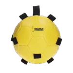 Hrací míč pro koně s elastickými pásky, 19 cm, žlutý – Excellent Horse Fun Play Ball - Obrázek 2