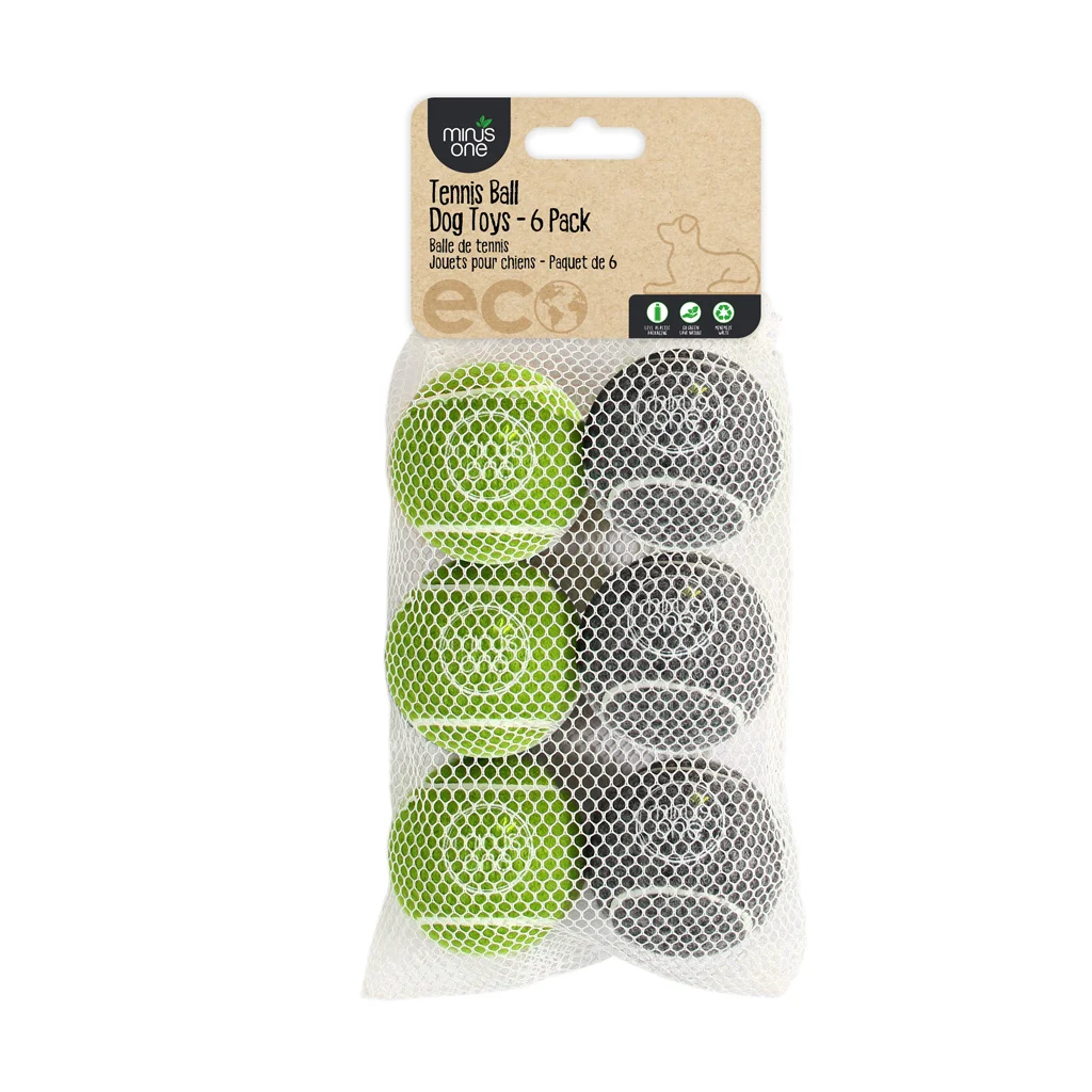 Tenisové míčky pro psy, sada 6 ks – Minus One Bouncy Tennis Ball Dog Toys - Obrázek 1