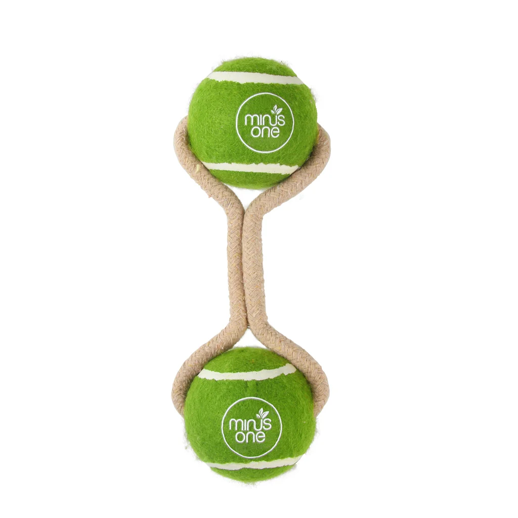 Tenisové míčky na provaze, 2 ks – Minus One Dog Tennis Ball Rope Toy Double Meadow - Obrázek 1