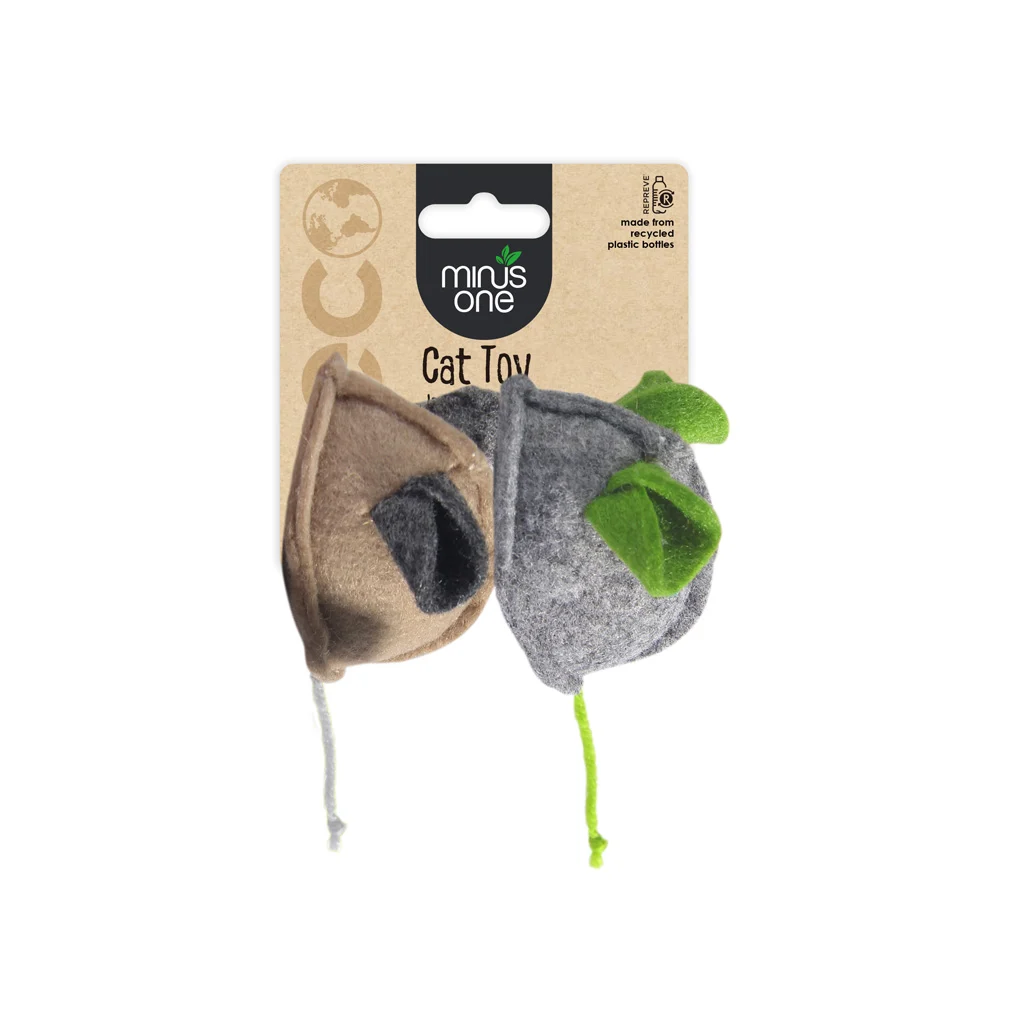 Plstěné hračky pro kočky ve tvaru myši s kočičí mátou, 2 ks – Minus One Felt Cat Toys Mouse 2-pack - Obrázek 1