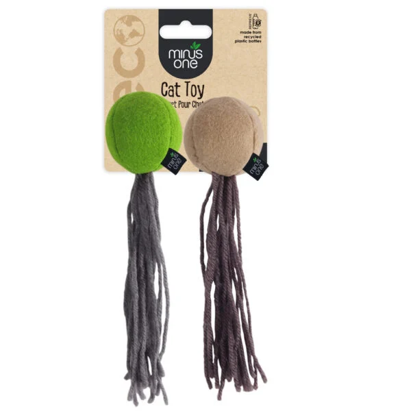 Plstěné míčky pro kočky se šantou kočičí, 2 ks – Minus One Felt Cat Toys Balls 2-pack
