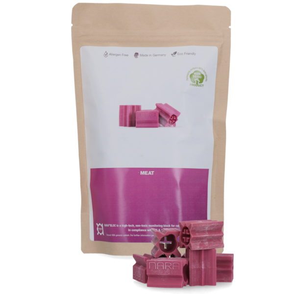 Plastový návnadový blok na myši a potkany s masovým aromatem, 20 kusů – Nara Bloc