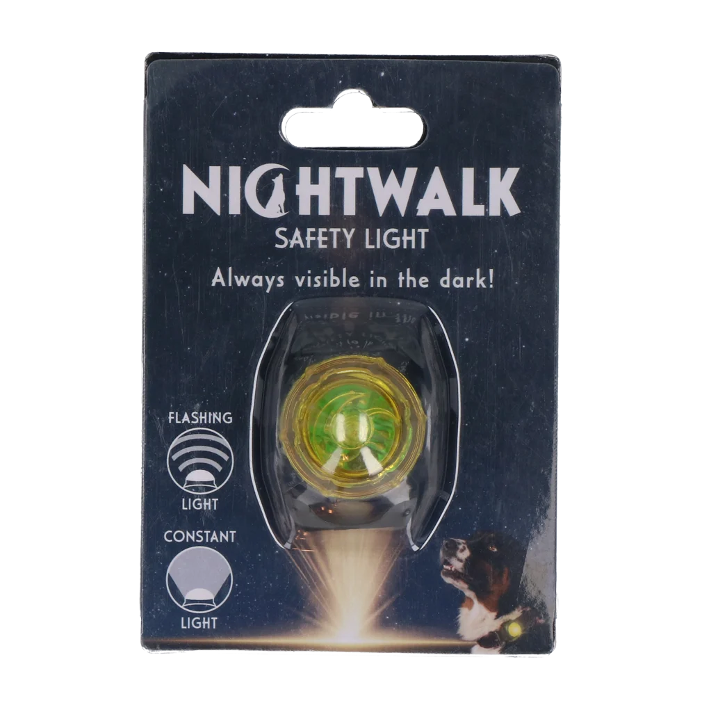 Bezpečnostní světýlko na obojek pro psy, žluté, 2 režimy svícení – Nightwalk Safety Light - Obrázek 1