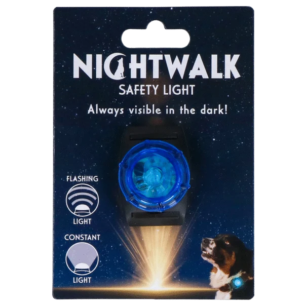 Bezpečnostní světýlko na obojek pro psa, modré, 2 režimy svícení – Nightwalk Safety Light