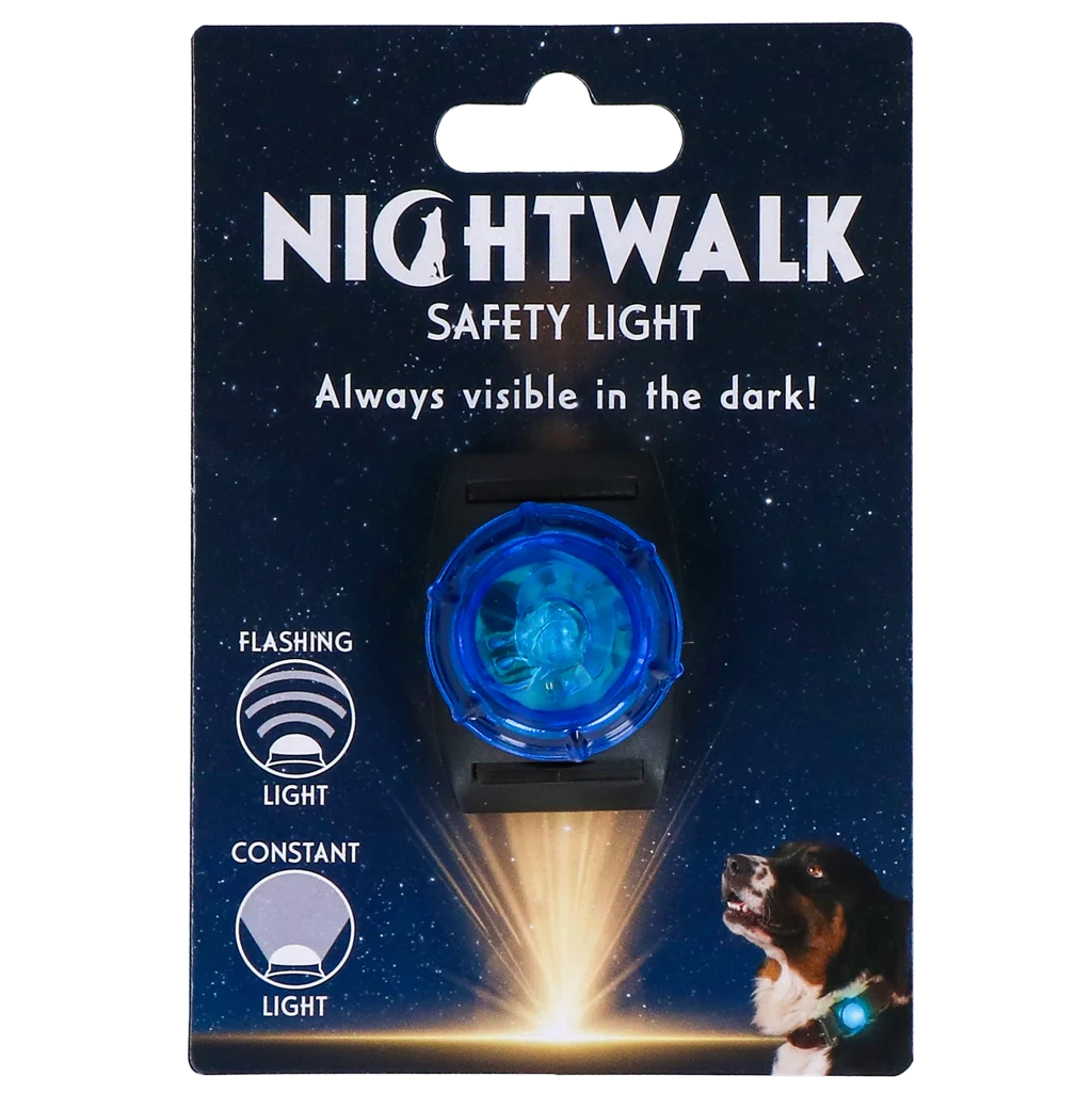 Bezpečnostní světýlko na obojek pro psa, modré, 2 režimy svícení – Nightwalk Safety Light - Obrázek 1