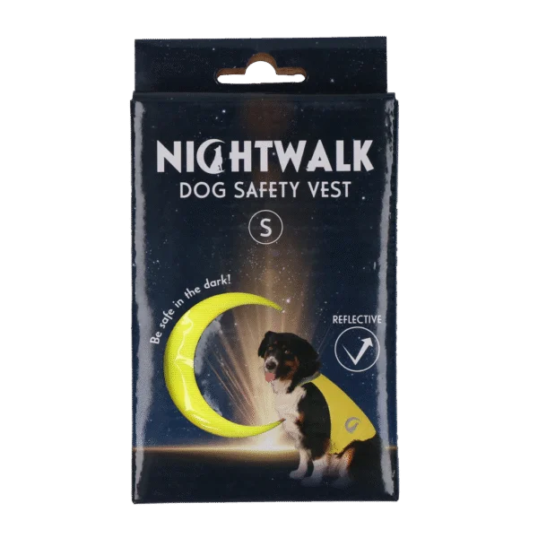 Bezpečnostní vesta pro psy s reflexními prvky a zapínáním na suchý zip, žlutá, S – Nightwalk Safety Vest
