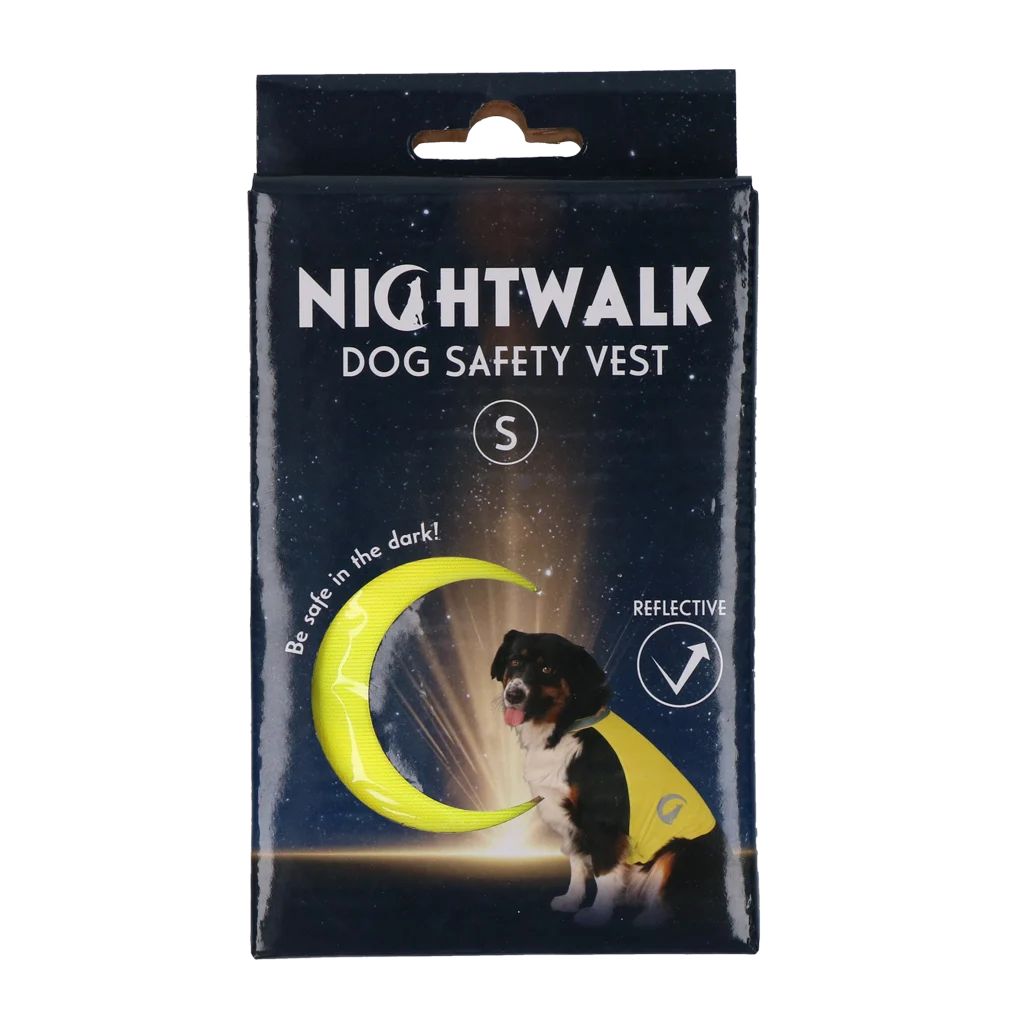 NIGH055.png Bezpečnostní vesta pro psy s reflexními prvky a zapínáním na suchý zip, žlutá, S – Nightwalk Safety Vest - Obrázek 1