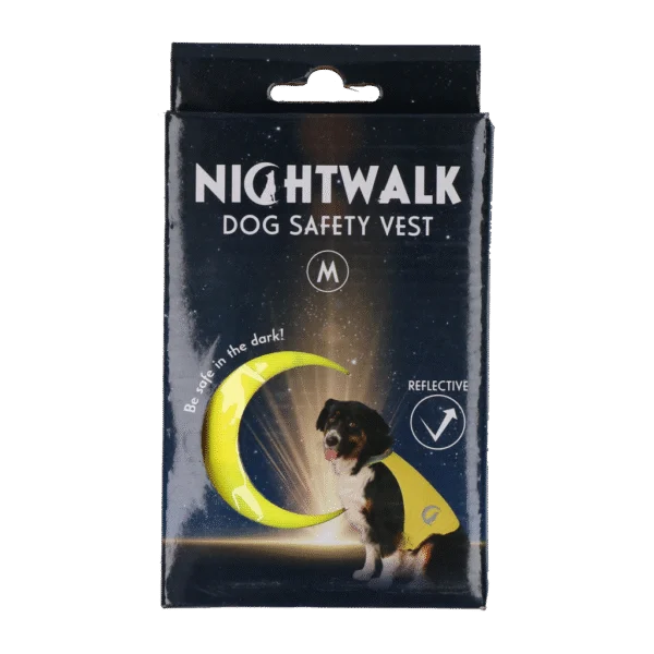Bezpečnostní vesta pro psy s reflexními prvky a zapínáním na suchý zip, žlutá M – Nightwalk Safety Vest