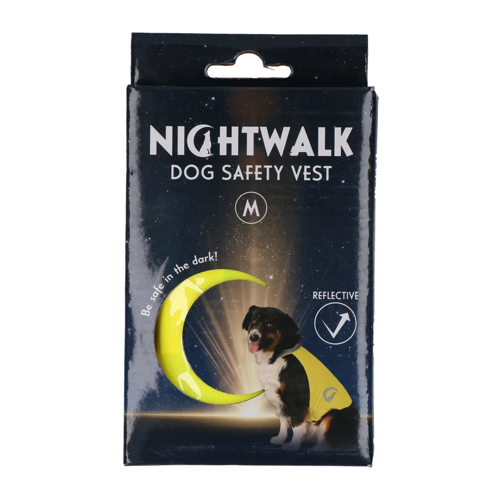 Bezpečnostní vesta pro psy s reflexními prvky a zapínáním na suchý zip, žlutá M – Nightwalk Safety Vest - Obrázek 1