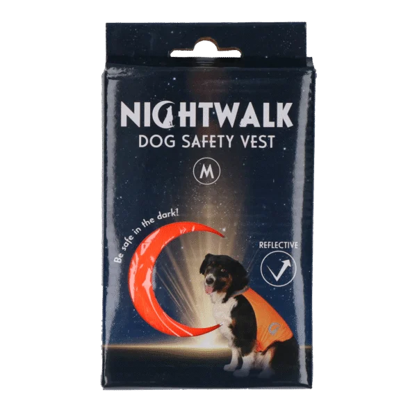 Bezpečnostní vesta pro psy s reflexními prvky a zapínáním na suchý zip, oranžová, M – Nightwalk Safety Vest