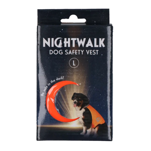 Bezpečnostní vesta pro psa s reflexními prvky a zapínáním na suchý zip, oranžová, L – Nightwalk Safety Vest