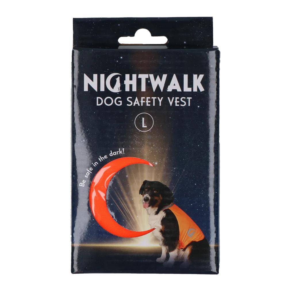 Bezpečnostní vesta pro psa s reflexními prvky a zapínáním na suchý zip, oranžová, L – Nightwalk Safety Vest - Obrázek 1