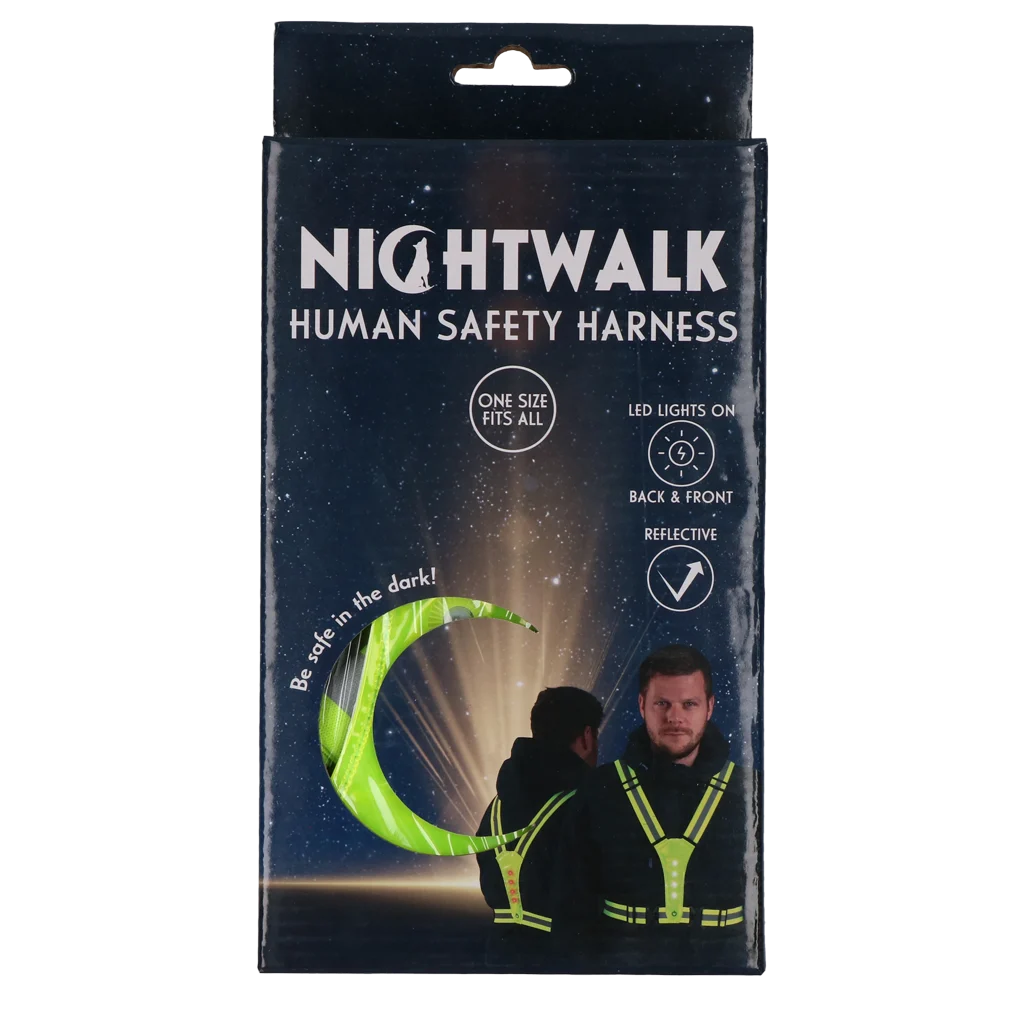 Bezpečnostní postroj s LED osvětlením, nastavitelný, žlutý – Nightwalk Human Safety Harness - Obrázek 1