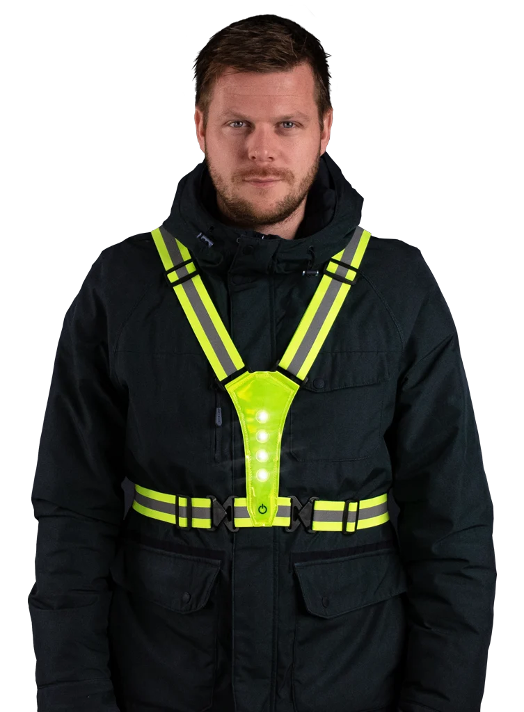 Bezpečnostní postroj s LED osvětlením, nastavitelný, žlutý – Nightwalk Human Safety Harness - Obrázek 3