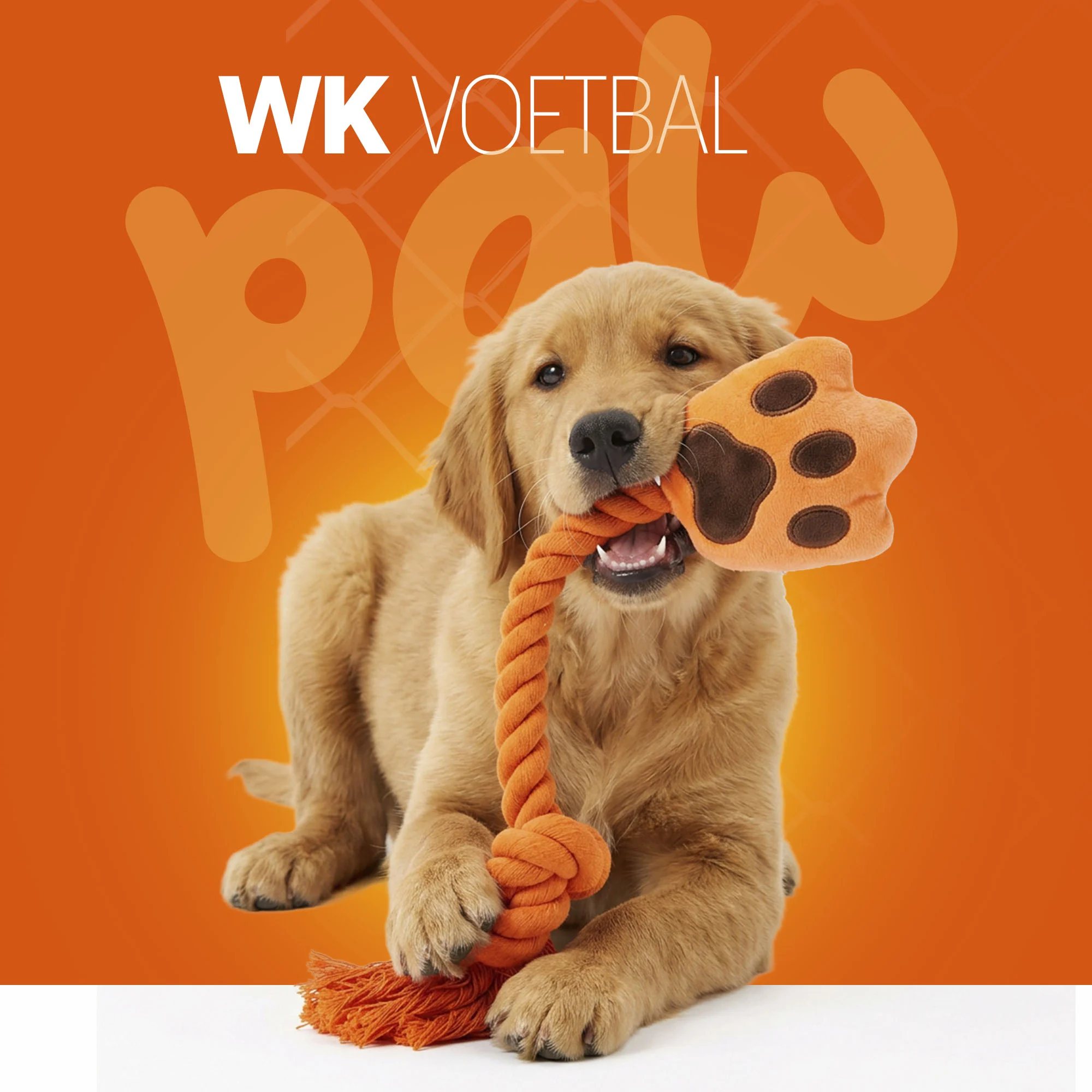 Přetahovací hračka pro psy ve tvaru ruky s bavlněným lanem a pískátkem – Holland Oranje High Five - Obrázek 2