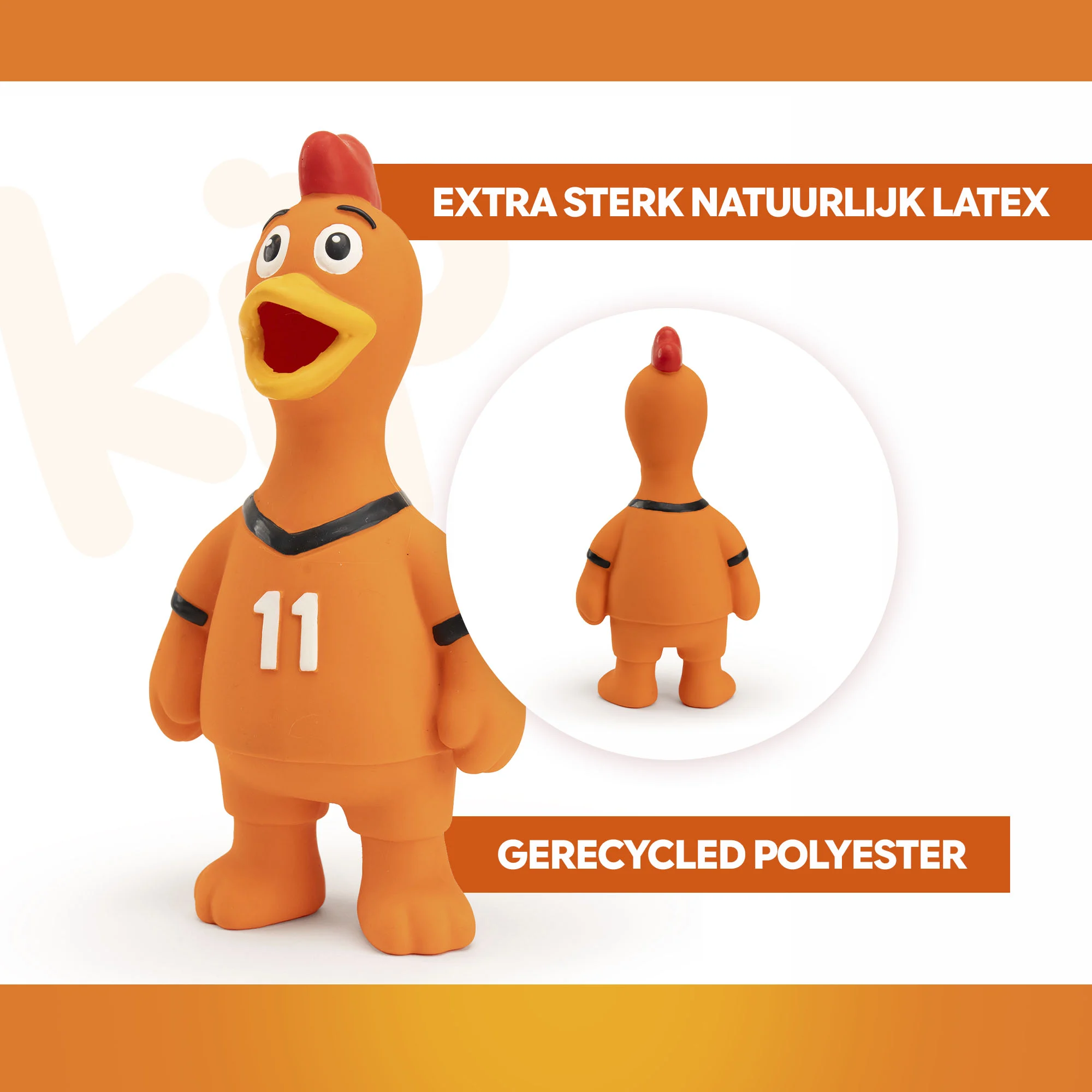Hračka pro psy ve tvaru kuřete z latexu, oranžová – Holland WK kuře - Obrázek 3