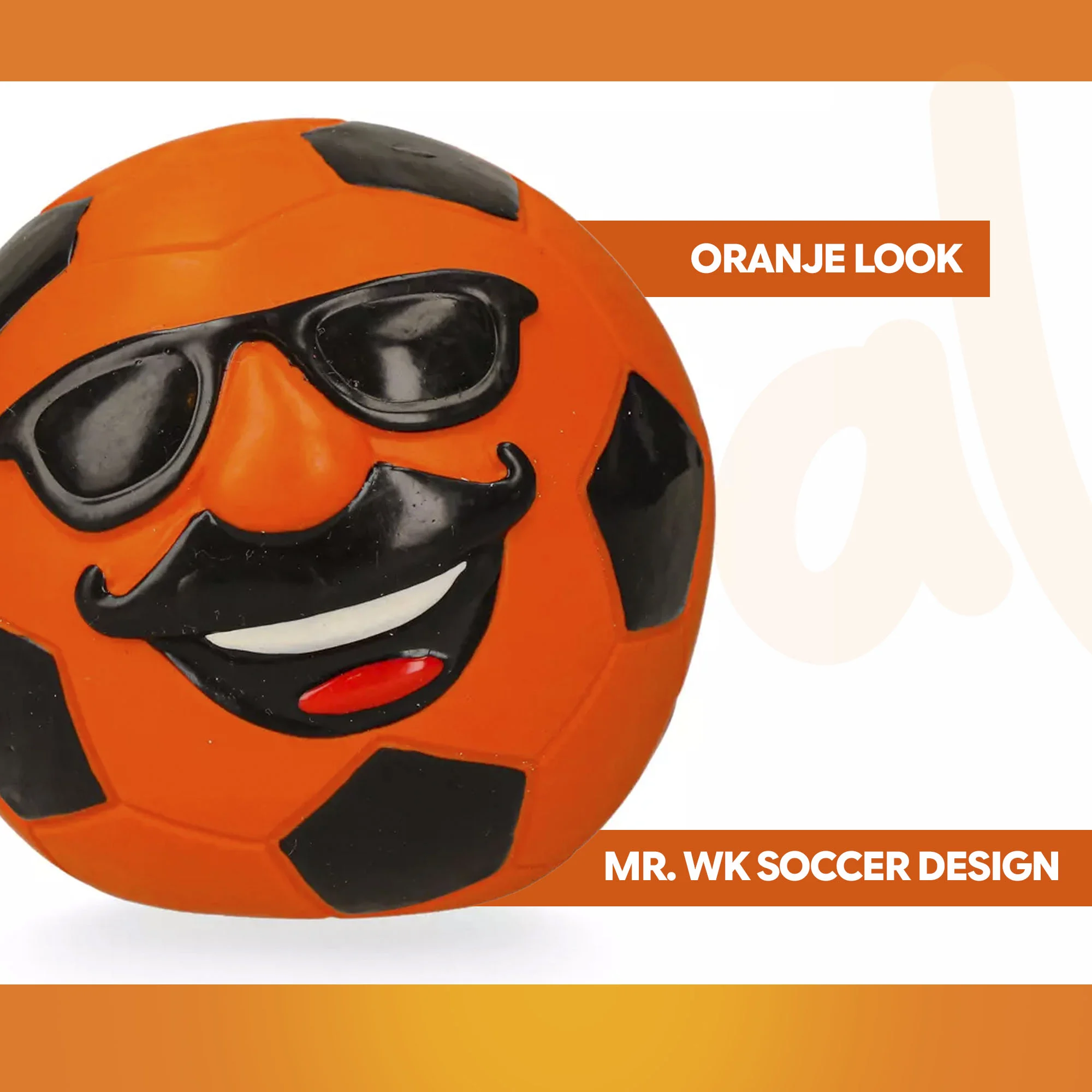 Latexová hračka pro psy s pískátkem, oranžová, M – Holland Mr. Dutch - Obrázek 3