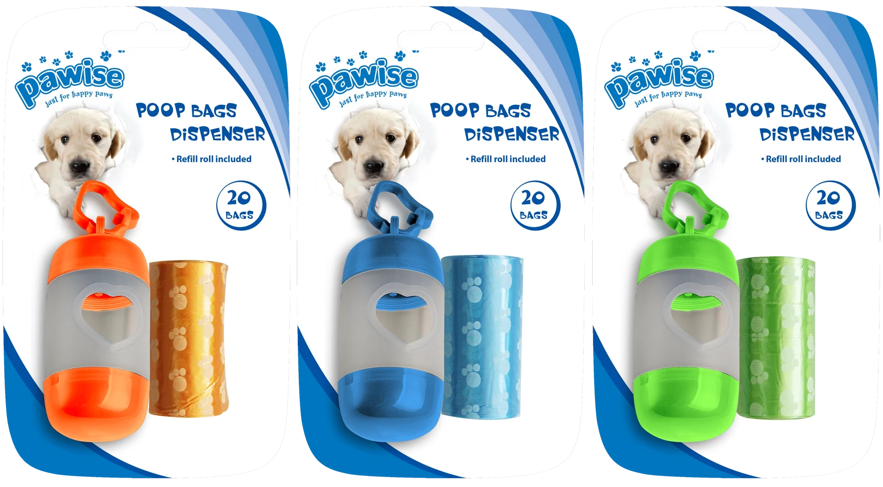 Zásobník na sáčky na exkrementy se 2 rolemi po 20 sáčcích, na vodítko nebo kalhoty – Pawise Poop Bag Dispenser - Obrázek 1
